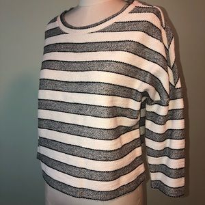 LOFT Tan and Black Striped Sweater